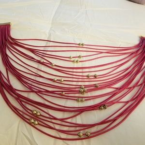 Pink bib necklace multi strand